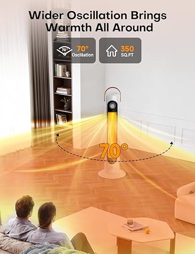 Miniatura 7 de Calentador de espacio de 24 pulgadas con 4 modos de calor, oscilación de 70°, protección contra sobrecalentamiento y vuelco, calentadores eléctricos