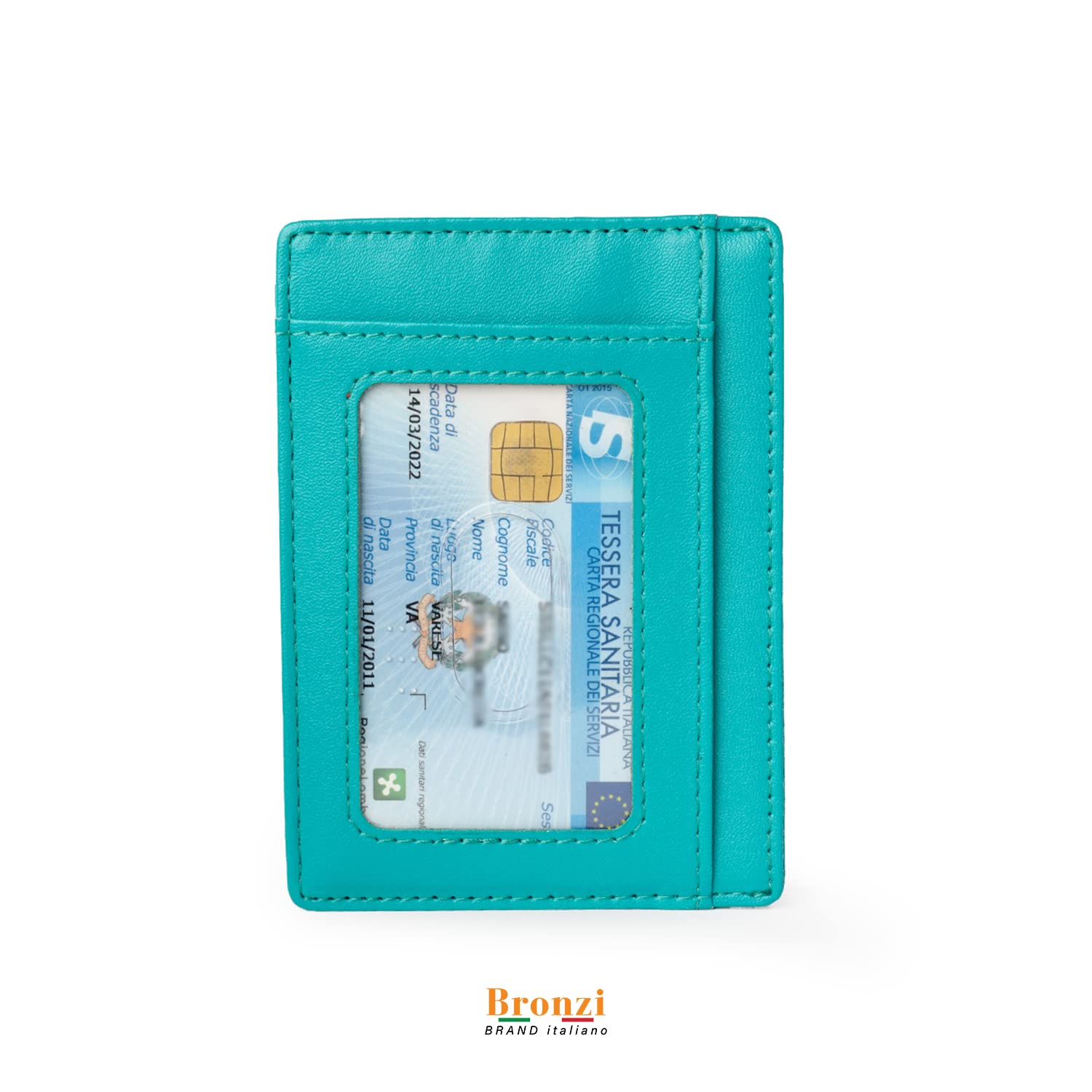 Bronzi® Portafoglio Uomo Slim Piccolo | Portacarte Uomo Donna Portatessere Porta Carte Di Credito | Portafogli Mini Protezione RFID con Portamonete | Box Regalo - Brand Italiano