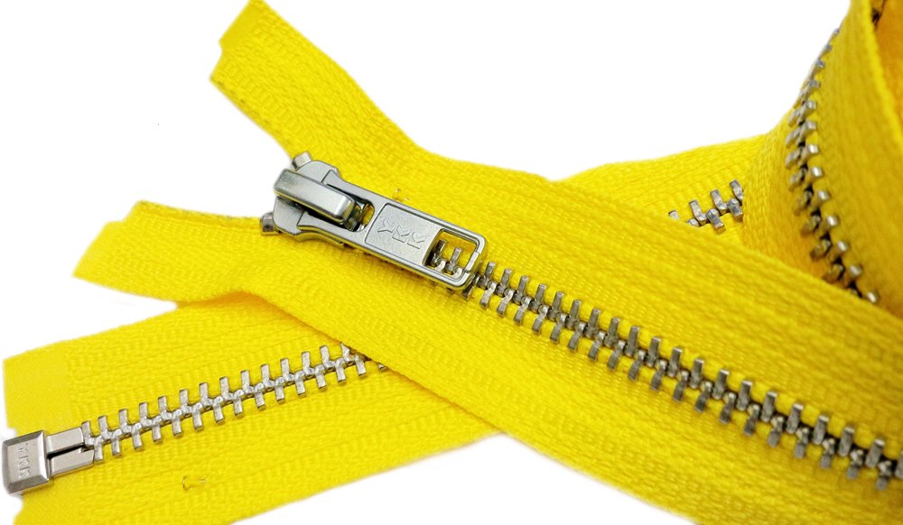ZipperStop Wholesale Authorised Distributor YKKSale 17 Inch Jacket Zipper (Special Custom) YKK #5 Aluminium Metal - Medium Weight Separating - Colour Lemon Yellow 504 (1 Zipper/Pack)