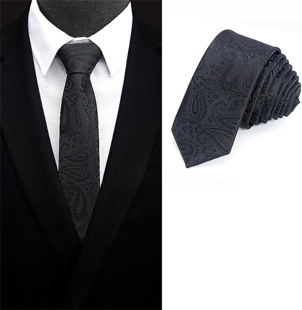 CSCDD ポリエステル無地ハンドネクタイカジュアル 6 センチメートル韓国狭いチェック柄花柄メンズビジネスネクタイ(Black)