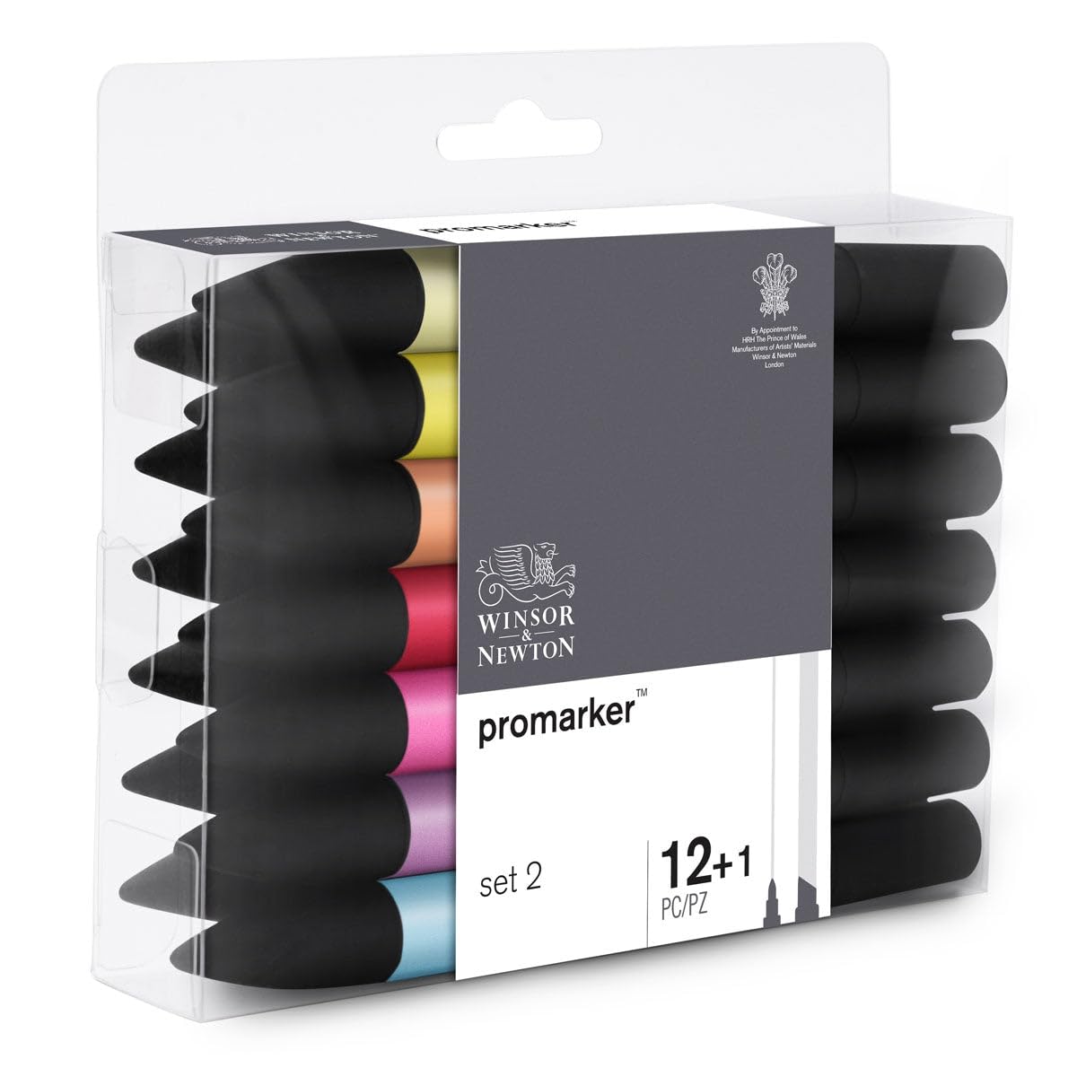 Winsor & Newton, Promarker, Essential Colours II, Set of 12+1 Blender, Alcohol Based Dual Tip Markers