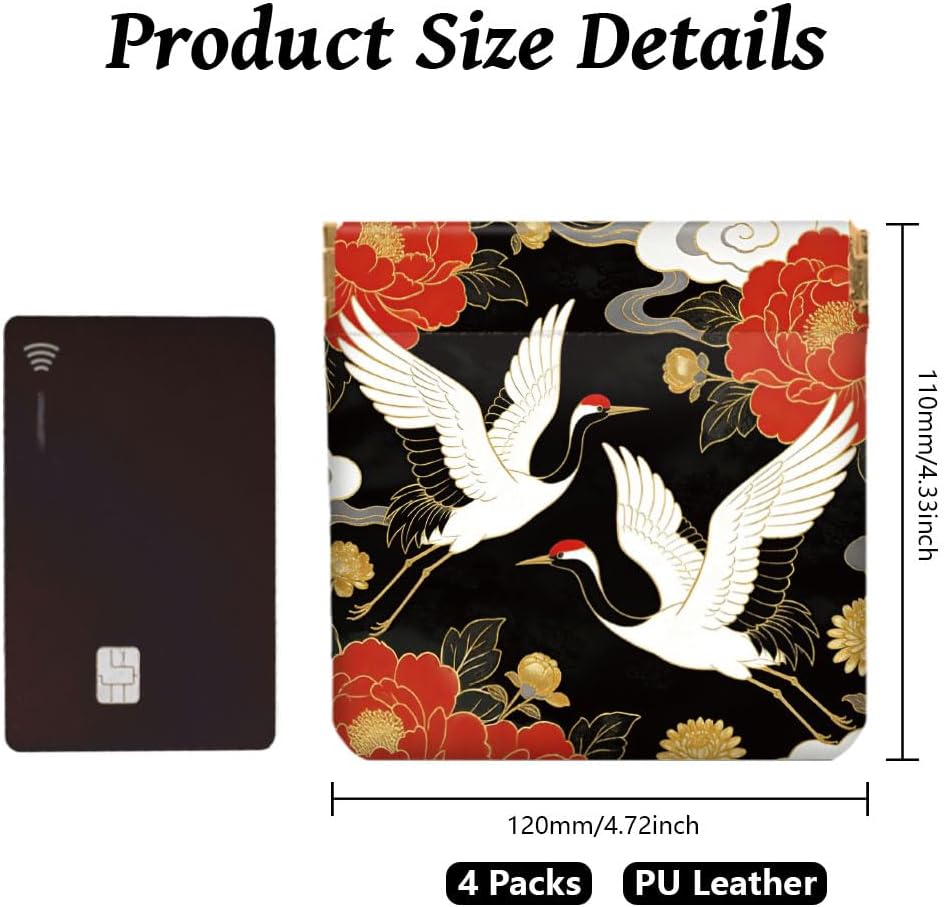 Peacoblue Crane Coin Purse,PU Leather Squeeze Pouch 4PCS image 2