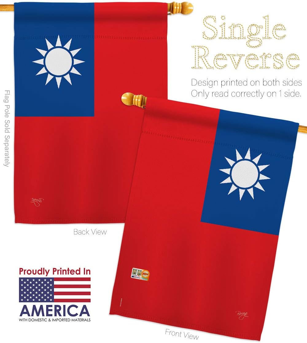 Nationality Taiwan House Flag Dowel Set Regional Nation International World Country Particular Area Small Decorative Gift Yard Banner Made In USA 28 X 40