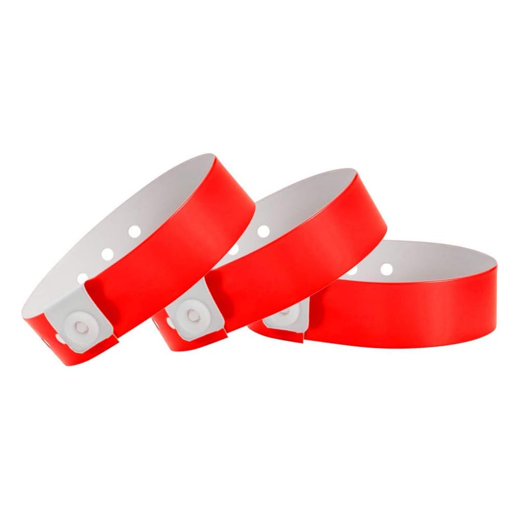 100 WristCo Neon Red Premium Multi-Layer Vinyl Wristbands for Events – Extended Wear, Tamper-Proof, Stronger Plastic – Bracelet for Hospital ID,