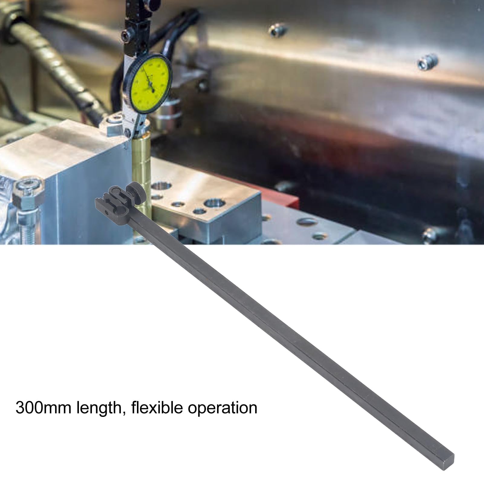 Soporte rectangular para indicador de prueba de esfera, barra de extensión de aleación de aluminio, medición precisa, 300 mm de longitud, abrazadera indicadora de prueba de dial para varios entornos