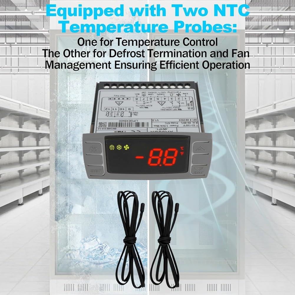 Repuesto para Controladores de Temperatura XR06CX-4N1F1, Ideal para Refrigeradores Comerciales de 120 V, 50-60 Hz, Termostato Digital.