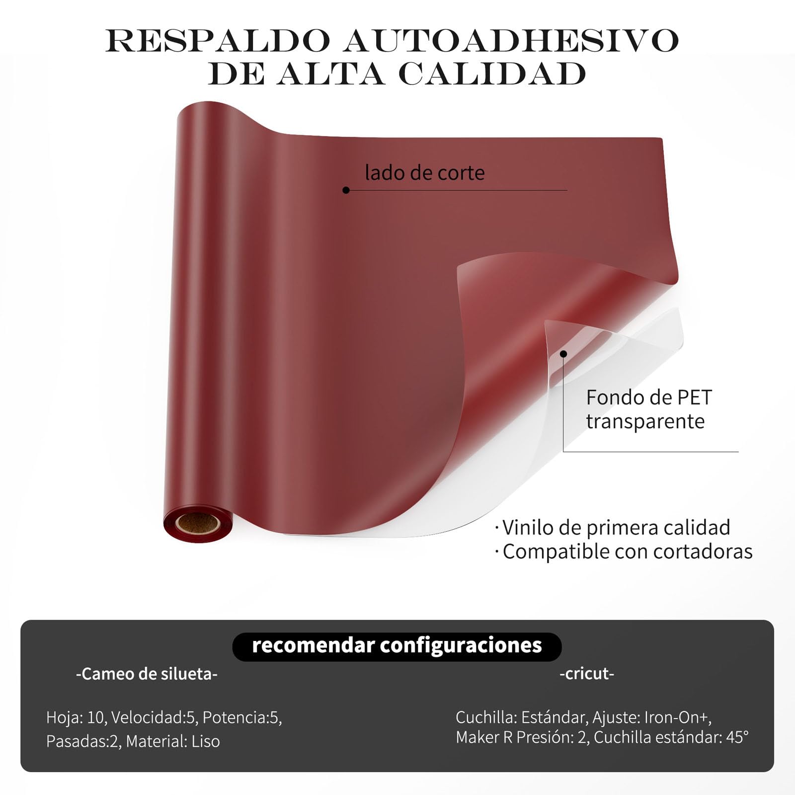 HKC Vinilo Autoadhesivo Adhesivo Mate Rojo 30cm x 400cm para Cricut y Silhouette Cameo, Vinilo Permanente para Taza, Ventana, Cerámica y Plástico