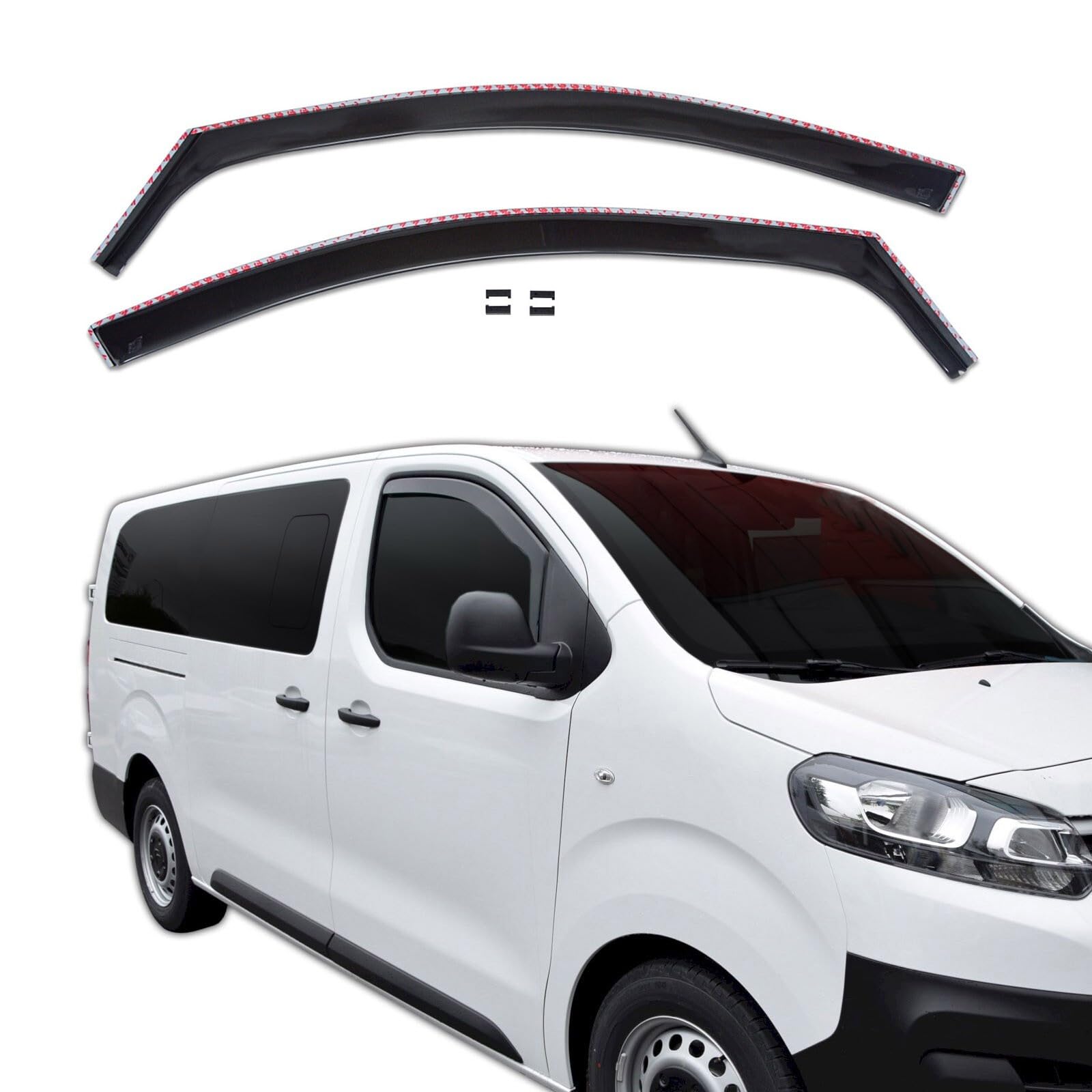 J&J AUTOMOTIVE | GP Deflecteurs d'air Déflecteurs de Fenêtre Latérale Compatible avec Jumpy Depuis 2016, Ensemble 2 pcs, Aérodynamique