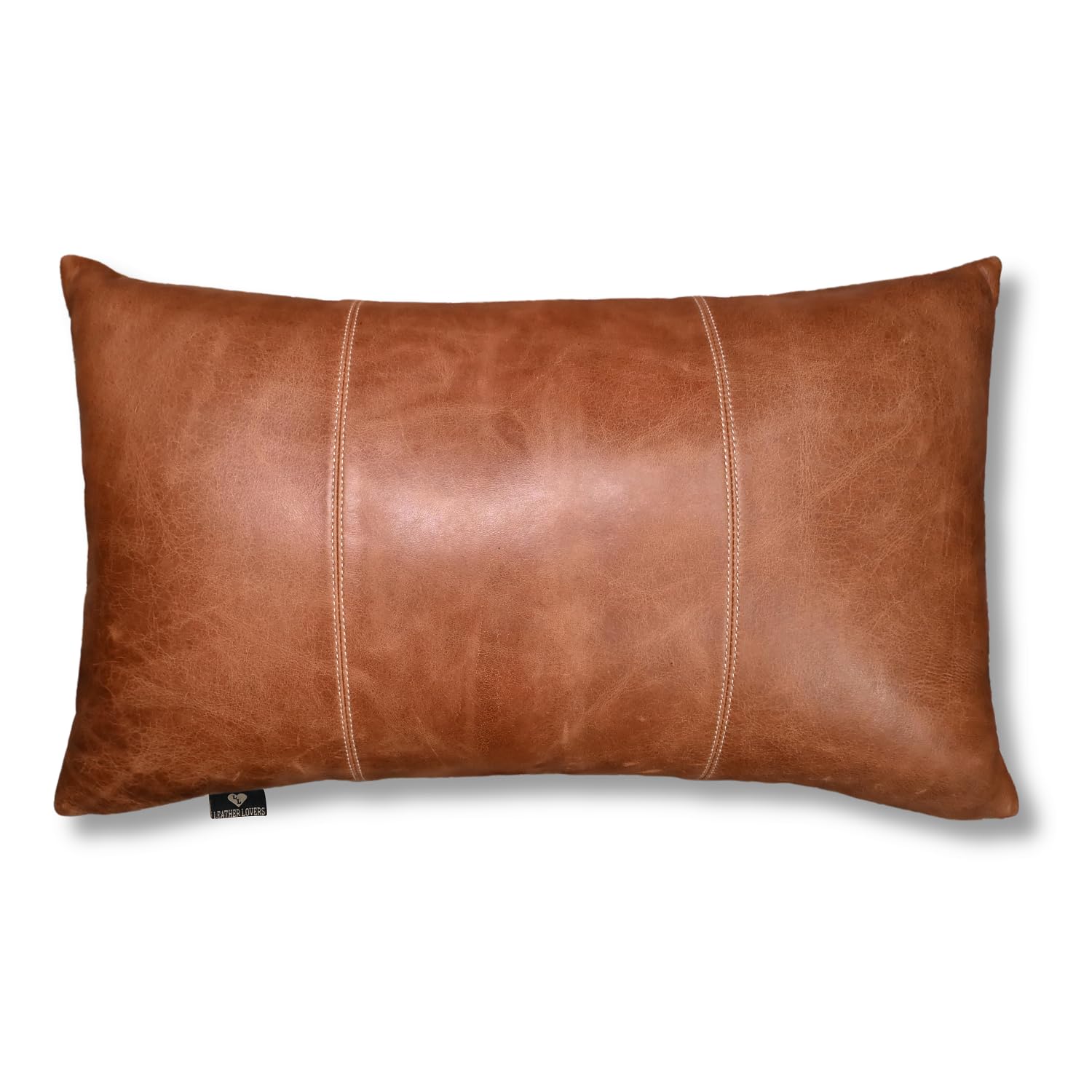 LL LEATHER LOVERS Genuine Lambskin Leather Pillow Cover, 12x20 Inch Case for Lumbar Throw Couch Pillows, Thick & Soft Cushion Covers for Sofa Bed Home