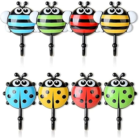 Gosear 2 Piezas Gancho Suspensión de Ventosa Succión para Necesidades del Cuarto de Baño Cocina Vidrio Puerta Pared Home (Forma de Insectos de Dibujos ...