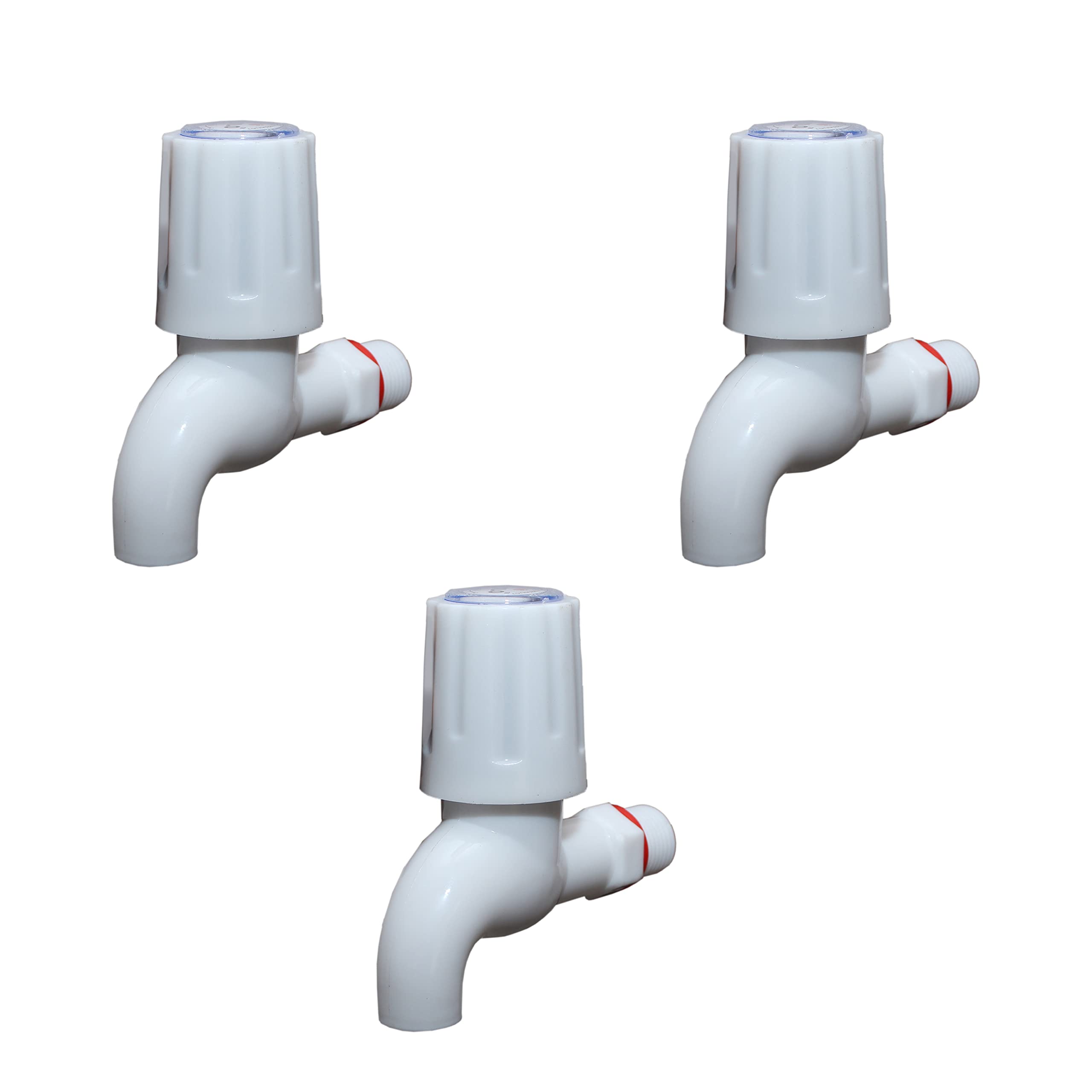 Droptech White PVC Plastic Turbo Bib Cock/ Water Taps for Kitchen Bathroom Wash Basins - Set of 3 (1/2", 15 mm)Type PVC Taps Faucet for Hot and Cold Water (B0B6W7VTST) Amazon Price History, Amazon Price Tracker