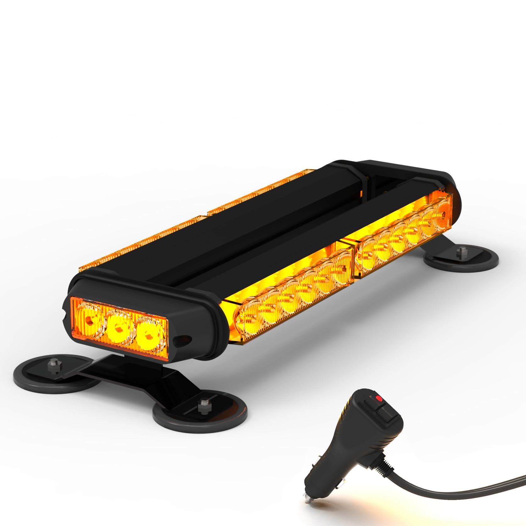 38cm 30 LED Barre Lumineuse Stroboscopique, 14 modes 12/24v Rampe Gyrophare Avertissement magnétique clignotant d’urgence, Ambre