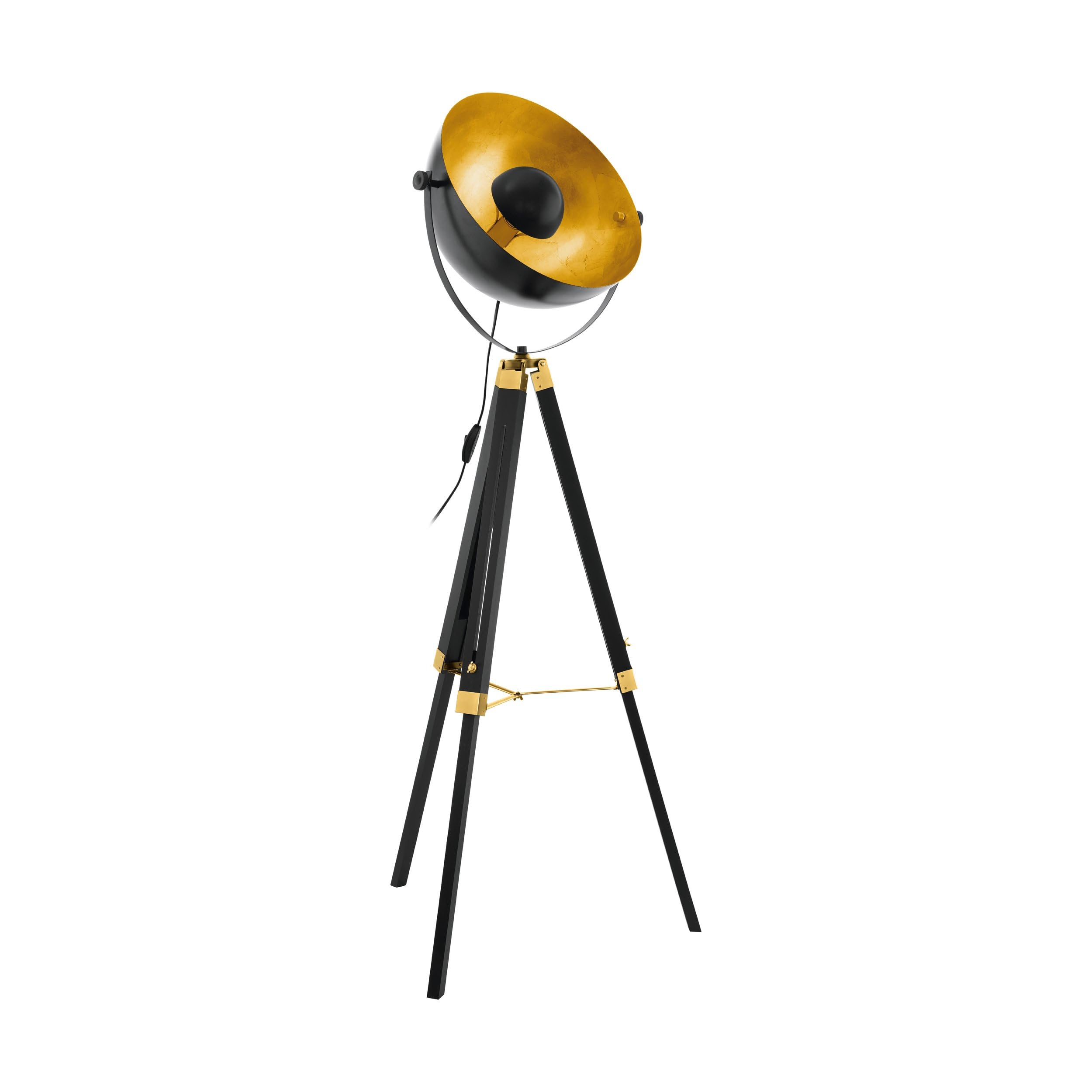 Eglo Floor Lamp Covaleda Wood Steel Black Gold | IP20
