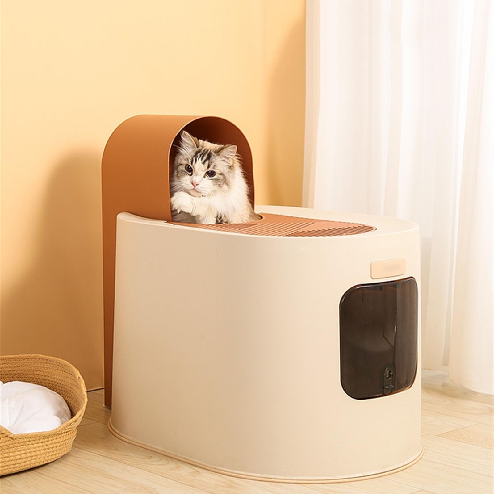 Exclusivo para Gatos y Perros Caja de Arena Grande for Gatos con Tapa, Bandeja for Cerrada y antisalpicaduras, Planta fácil Limpiar para Interiores(Blue)