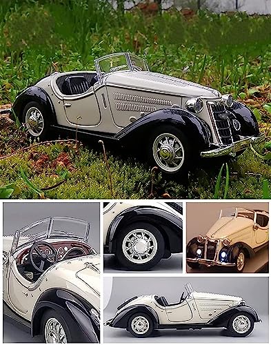 Image of DEOXY 1:32 Scale Vintage Car Die-Cast Metal Pullback Car Toy with Friction Powered, Lights, and Sounds for Kids Boys and Girls Children (White)