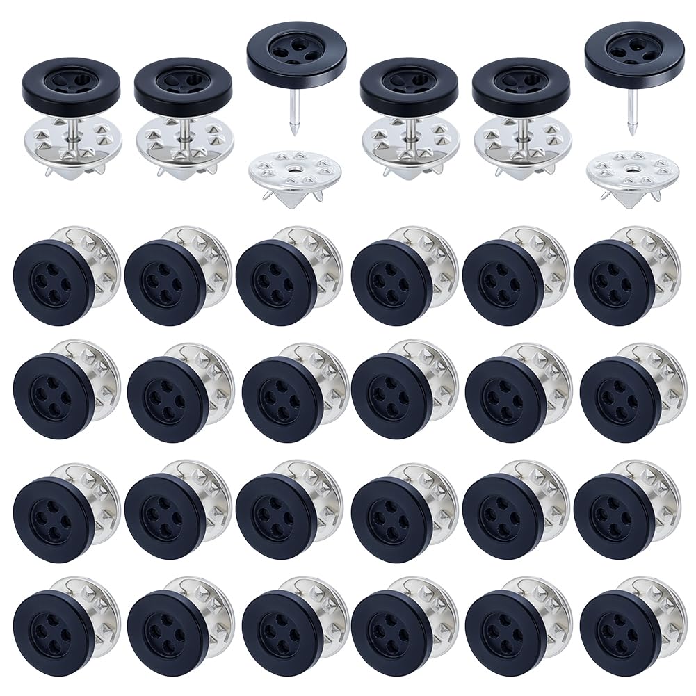NBEADS 40pcs 4-Hole No Sewing Shirt Buttons, 12.5x11.5mm Reusable and Removable for Clothes No-Seam Buttons for Clothes DIY Shirt Blouse Dress Sweater Shawl, Black