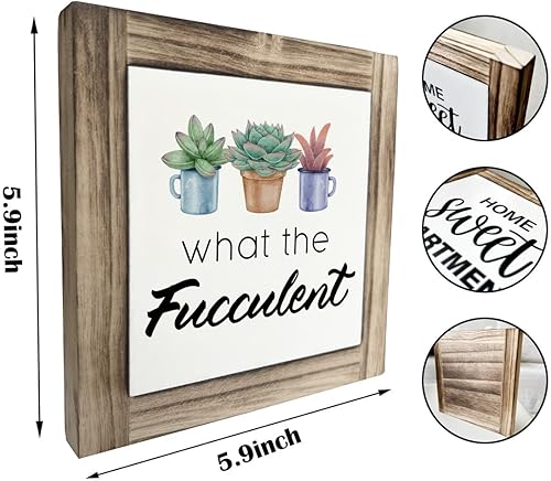 Miniatura 3 de Letreros de madera inspiradores, caja de placas de madera, decoración de escritorio, decoración de cactus para el hogar, decoración de escritorio