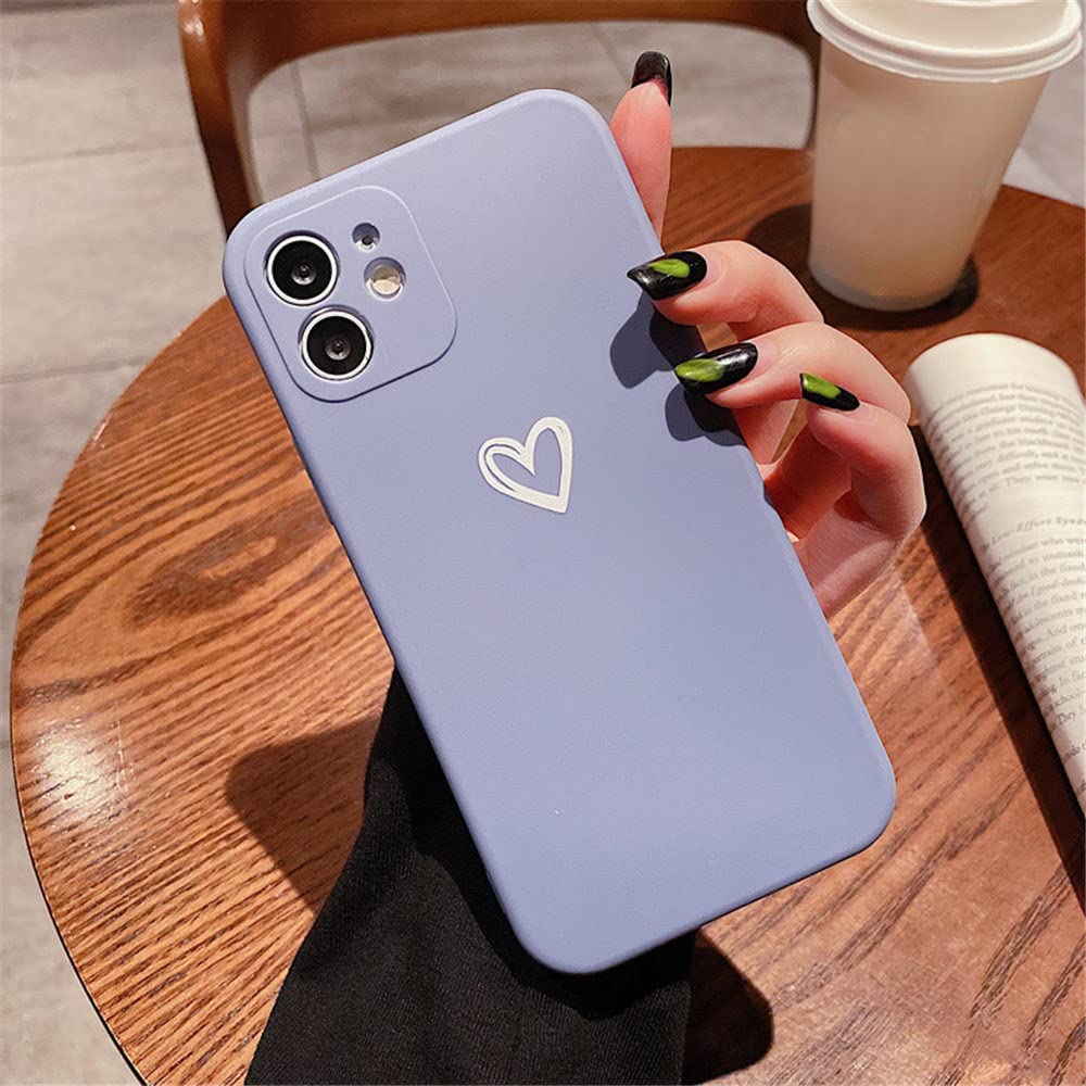 Coque iPhone 11 silicone cœur bleu premium souple et anti-rayures pour objectif
