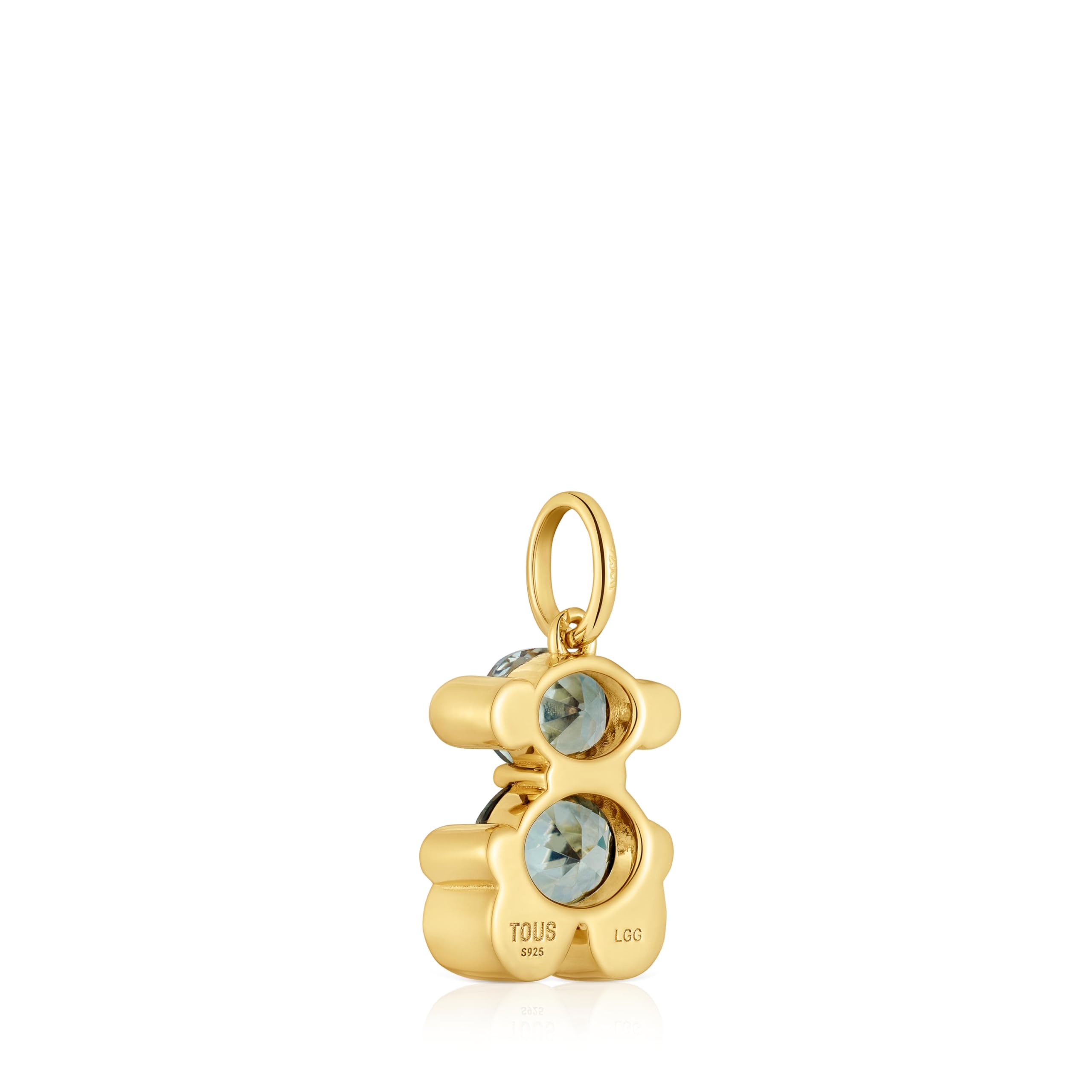 TOUS Colgante pequeño motivo oso con baño de oro 18 kt sobre plata y espinela verde creada en laboratorio, Para Mujer, Colección Color Bear LGG