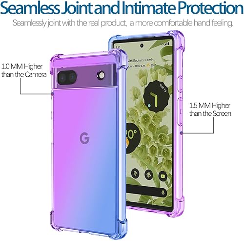 Miniatura 2 de Funda para Pixel 6A, (no compatible con Pixel 6) GX7AS, funda transparente degradado, delgada, antiarañazos, TPU a prueba de golpes, funda