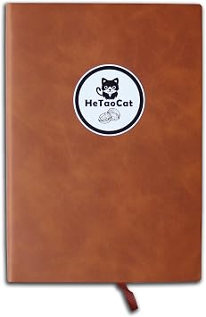 HeTaoCat Lined Journal Notebook, 200 Numbered Pages, A5 Medium Size 5.7 x 8.3, for Men & Women, Journaling, Writing, Work & Office, Soft-sided Leather Hardcover, 100 GSM Thick Paper Brown