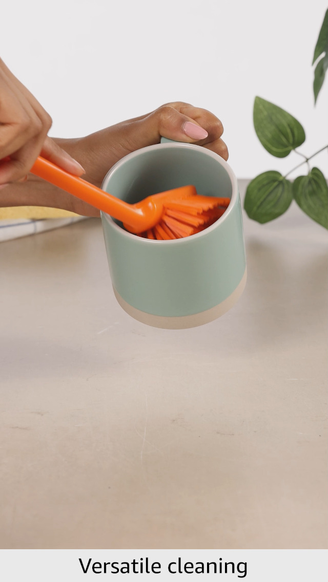 Image of Vikan 42377 Brush,Dish,Scraping Edge,Med,11 inch,PP /PBT,Orange