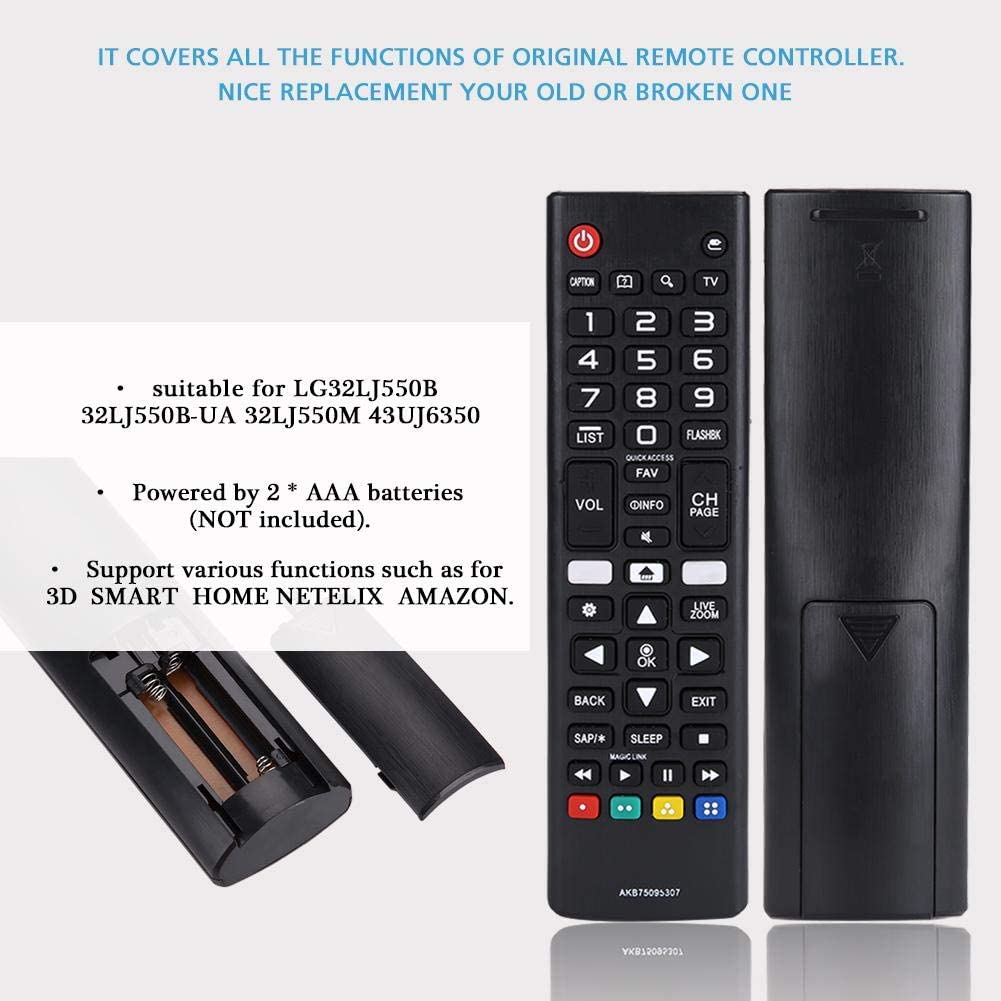 AKB75095307 Télécommande, Télécommande de Remplacement TV pour LG 32LJ550B 32LJ550B-UA 32LJ550M