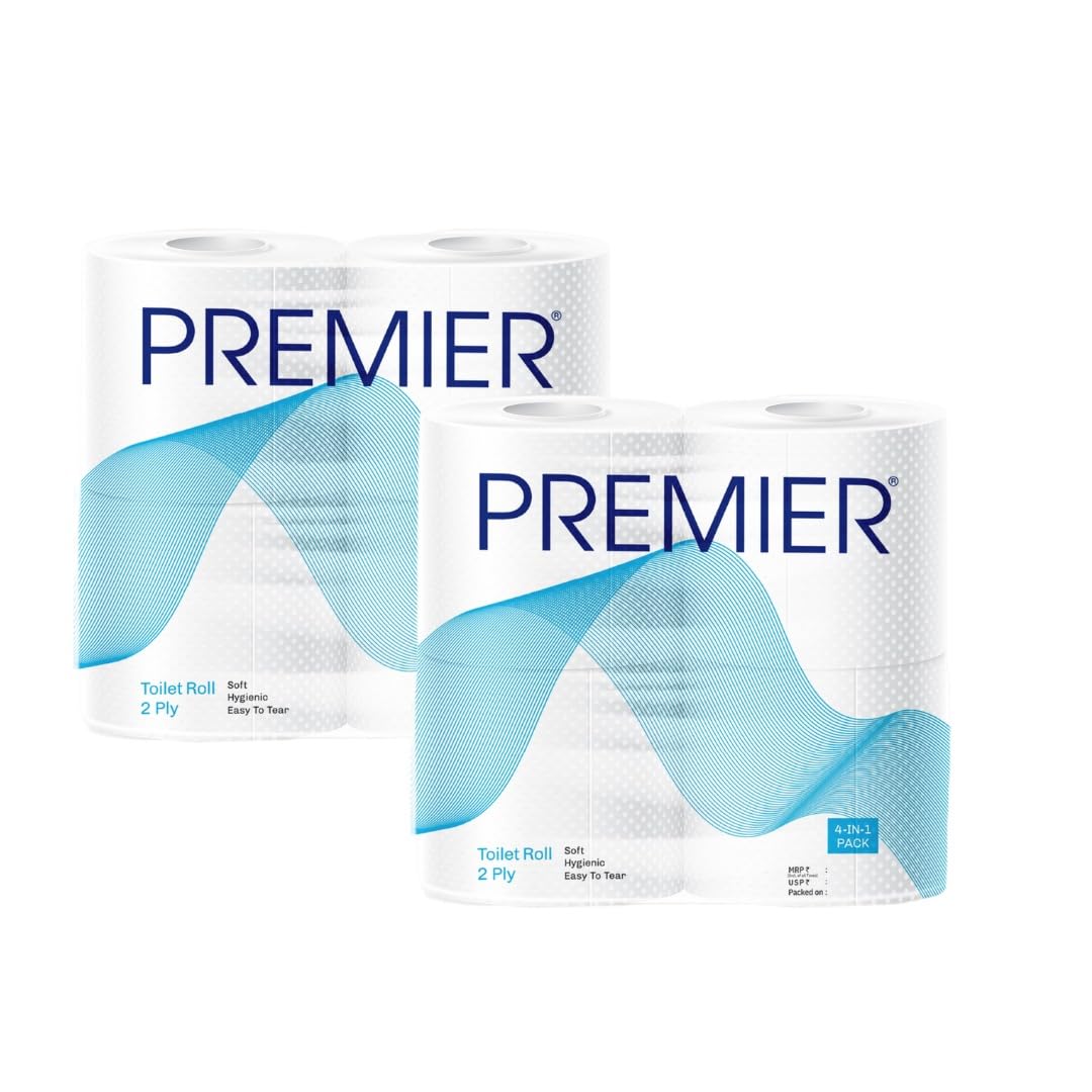Premier Toilet Tissue Paper Rolls (2560 Pulls) | 2-Ply Soft and Highly Absorbent | 320 Pulls x 8 Rolls | Biodegradable | Clog Free | Flushable | Easy to Tear | Family Pack (4in1) Toilet Paper Roll-image-40