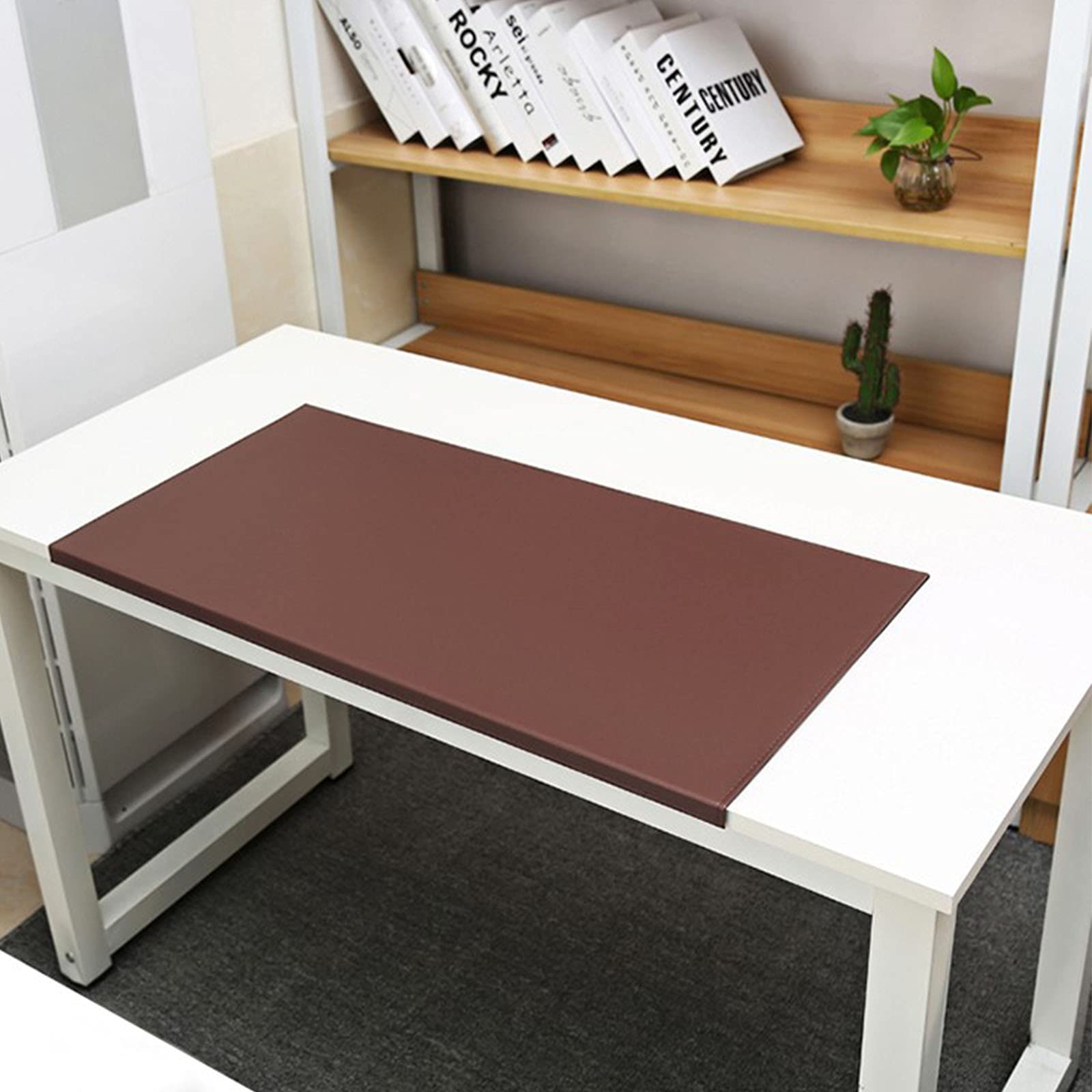 PU Cuoio Sottomano Da Ufficio,Grande Tappetino Da Scrittoio Protettore Impermeabile Scrivania Tappetino Da Scrittura Per Ufficio Casa,Multifunzionale Antiscivolo Tappetino Mouse-Rosso-marrone 70x40cm(