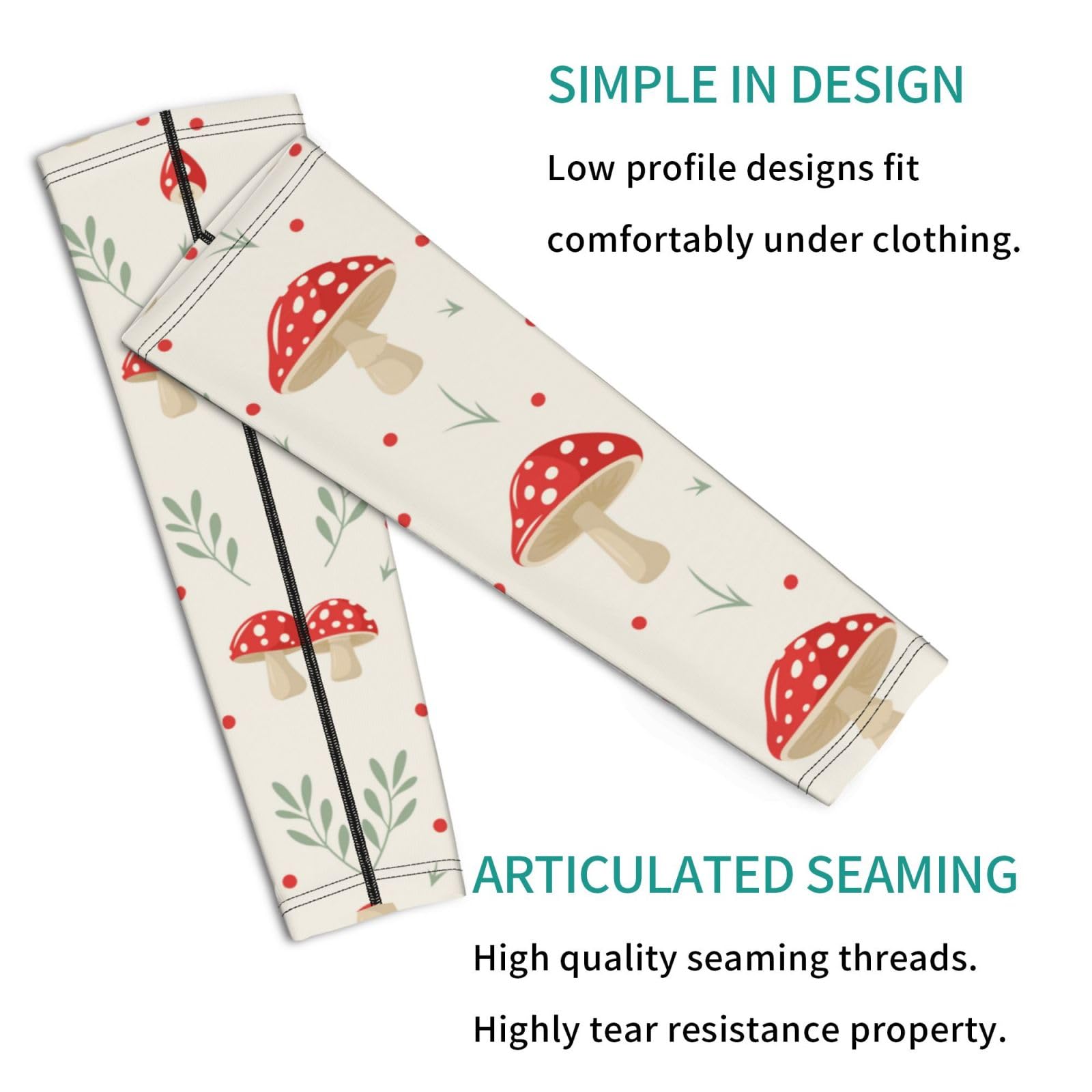 Salelf Flat Mushrooms Arm Sleeves Cooling UV Sun Protection Sports Compression Sleeves for Men Women Golf Basketball Arm Sleeves