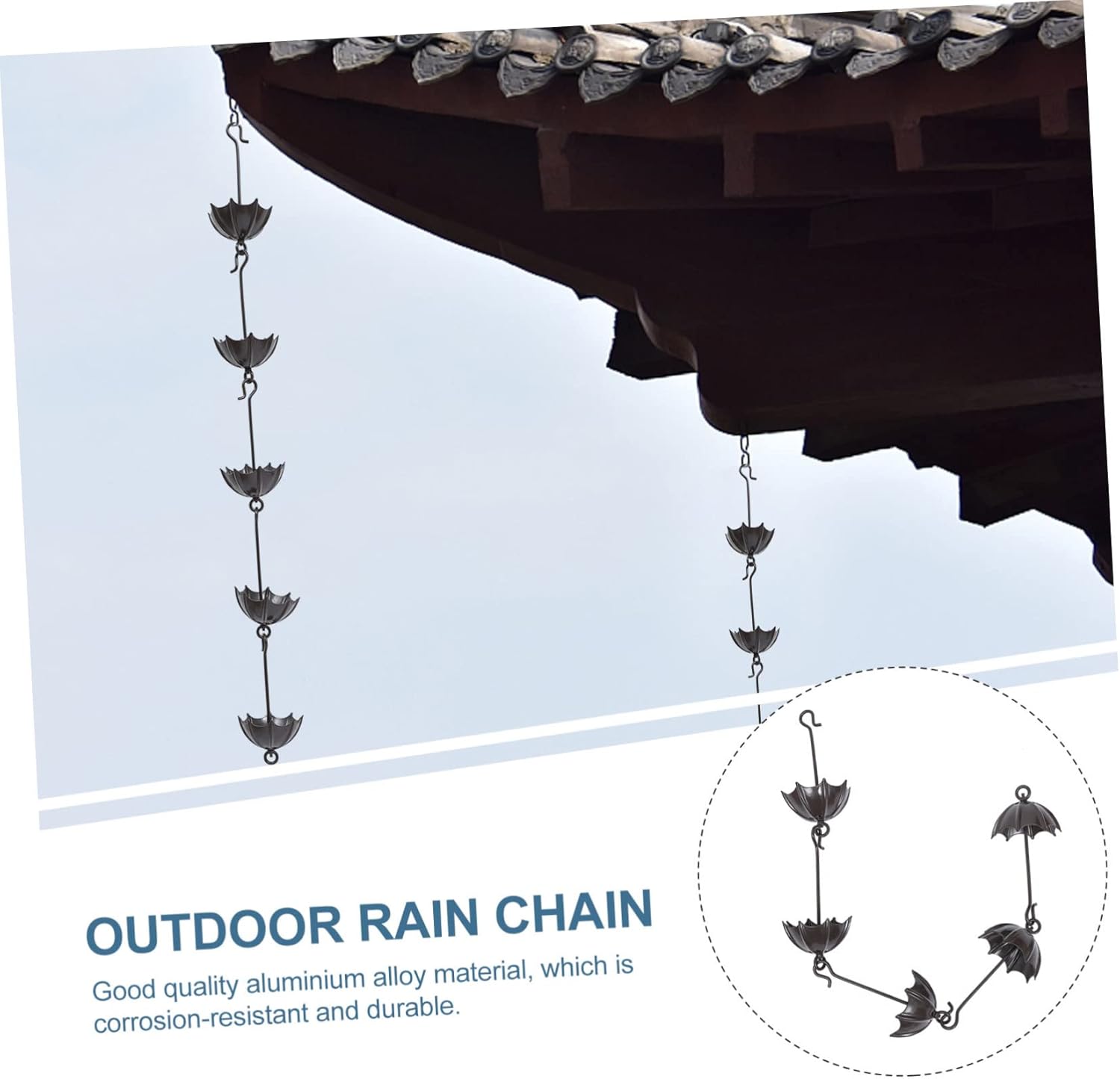 BESTOYARD 1pc Eaves Drainage Rain Chain Garden Rain Chain Rain Gutter Chains Rain Chains for Gutters Rainwater Chain Rain Chain Basin Chain Downspout Delicate Umbrella Aluminum Alloy, 0309SUFQ34AIBC