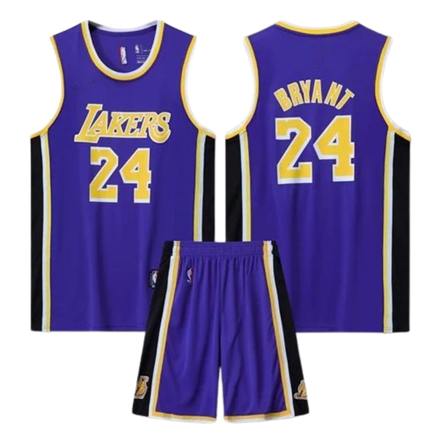 AASHRAY Lakers Boys Youth Mens Icon Edition Swingman Jersey with Shorts Player Version Quality Sleeveless Tshirt Rib Round Neck with All Logos & Badges-image-16
