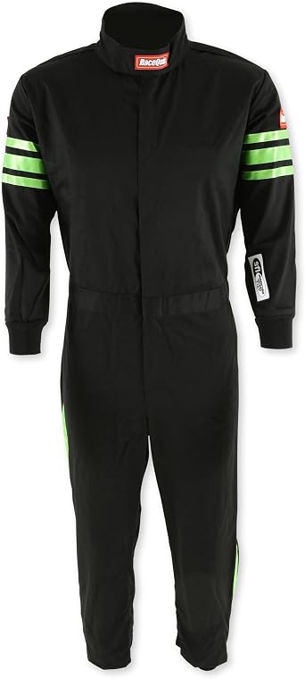 بدلة قيادة RaceQuip 1950791RQP Pro-1 SFI 3.2A/1 Black/Green Stripe Youth XS