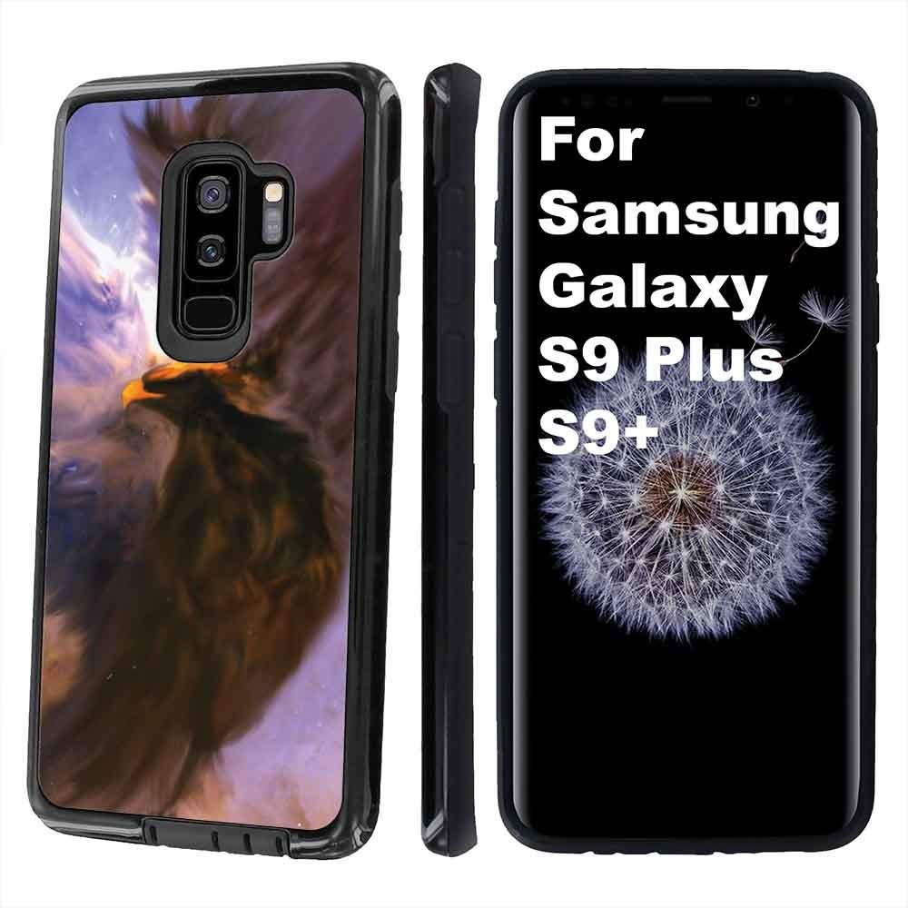 NakedShield Black Defender Phone Case Compatible for Samsung Galaxy S9 Plus,EagleArt Print,Dual-Layer,Edge Protection,TPU Rubber with PC Shell,Designed in USA