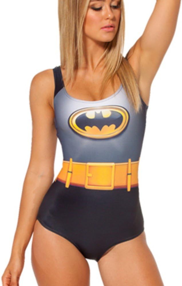 Prty Oyaip one-piece Cute Swimsuit One Piece Digital Print Backless Wetsuit Digital Printing Swimwear-Batgirl Cape