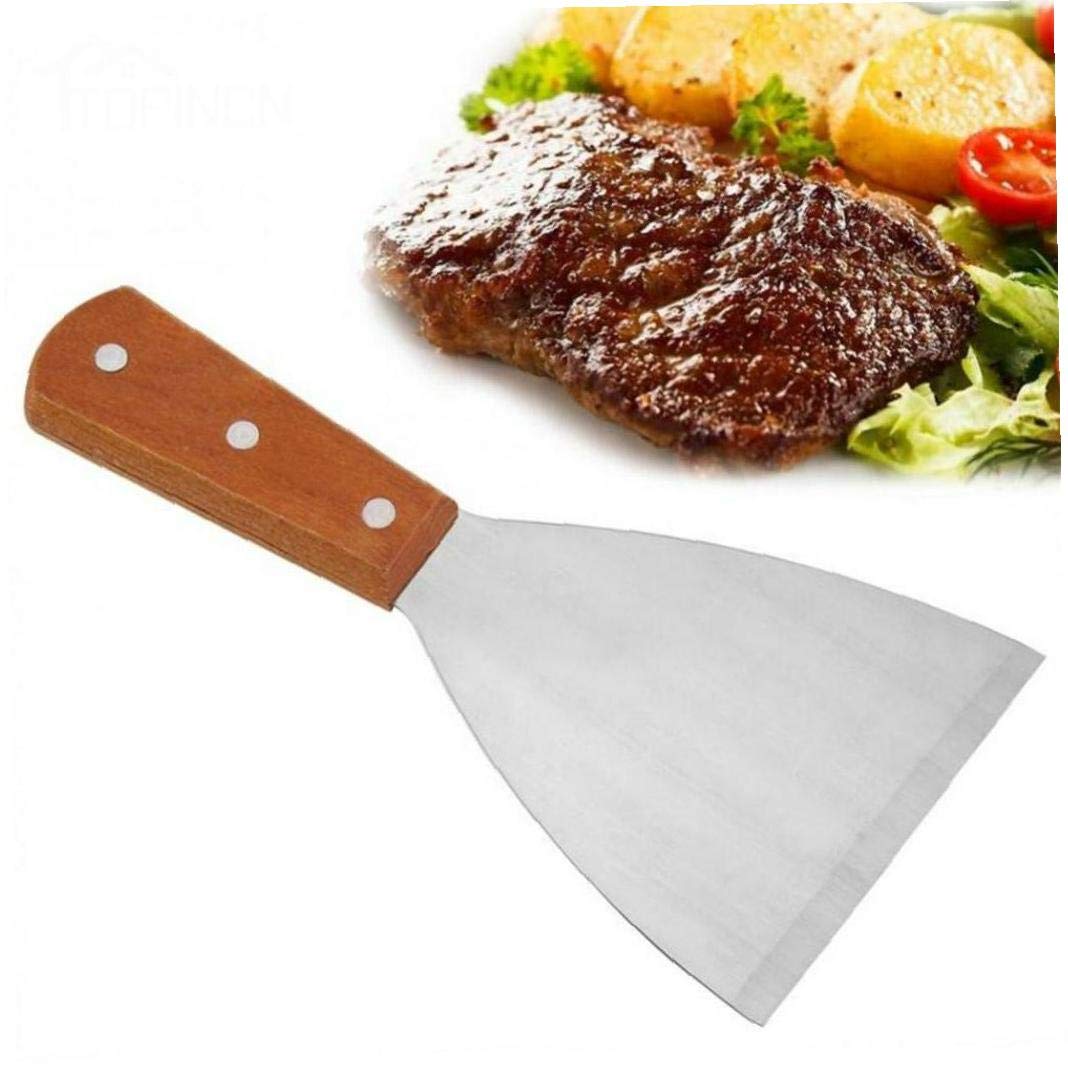 Tossper Brown,Silver Griddle Spatula, Stainless Steel Flat Top Spatula, Cook Tools For Steak Teppanyaki Bbq Cooking