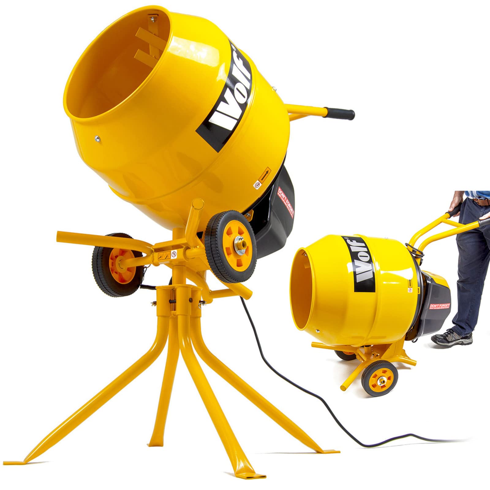 Cement Mixer 135L Drum Electric Concrete Mixer 550w 230V WOLF Contractor Portable Mortar Mixing Machine with Removable Stand