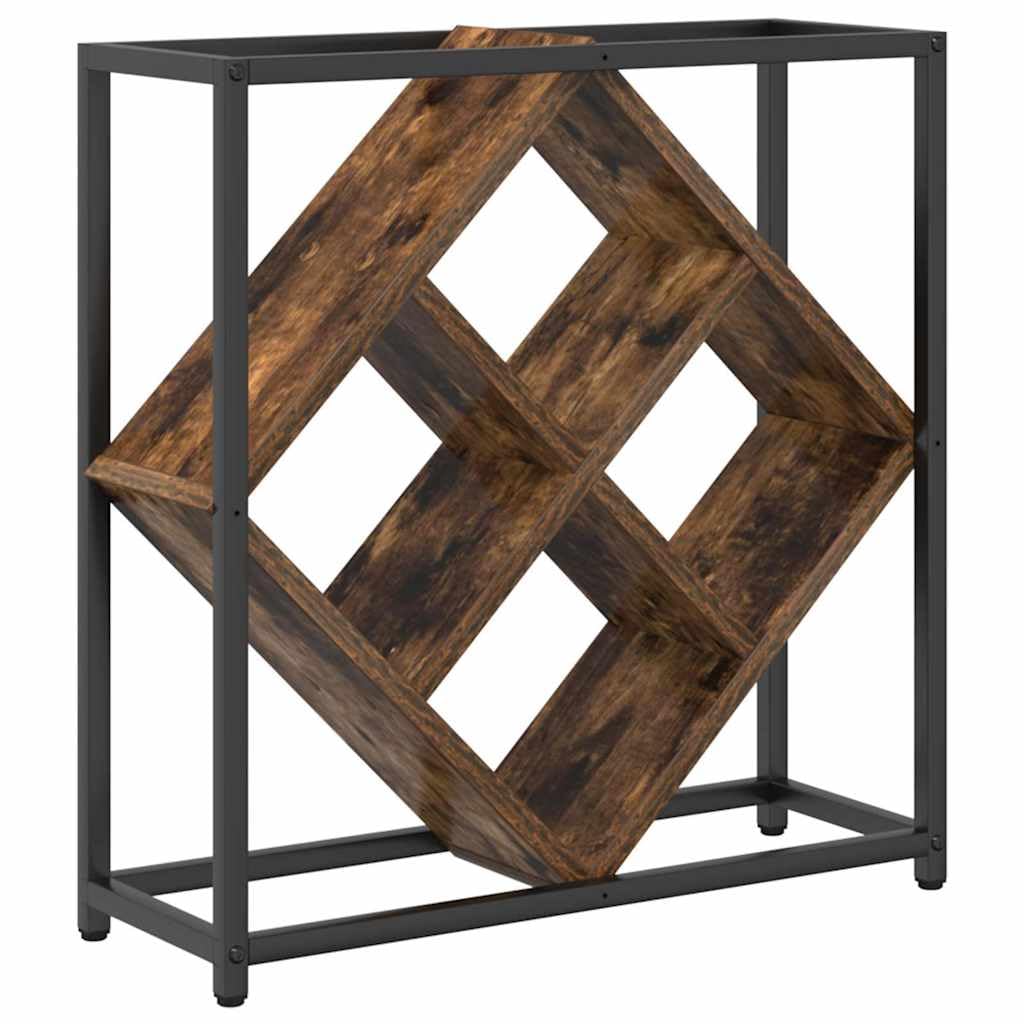 Portabottiglie per 16 bottiglie, in legno di rovere affumicato, moderno, organizer per cucina, sala da pranzo, soggiorno, cantina, bar di casa, portabottiglie