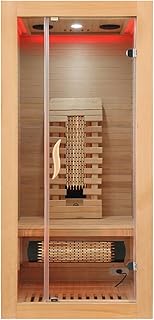SANOTECHNIK Infrarotkabine MALMÖ 1 – 1 Person Infrarotsauna 90×90×190cm | 4 Vollspektrumstrahler + Carbon-Heizplatte, LED-Farblicht, Bluetooth-MP3, 8 mm ESG-Glas – Art.Nr.: SB10090