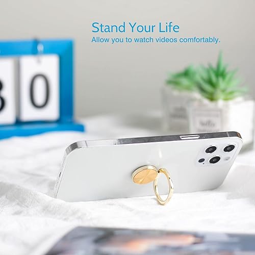 Miniatura 4 de Paquete de 2 Soporte redondeado para anillo de teléfono celular con textura de CD, soporte de anillo de dedo de rotación de 360 grados con agarre de