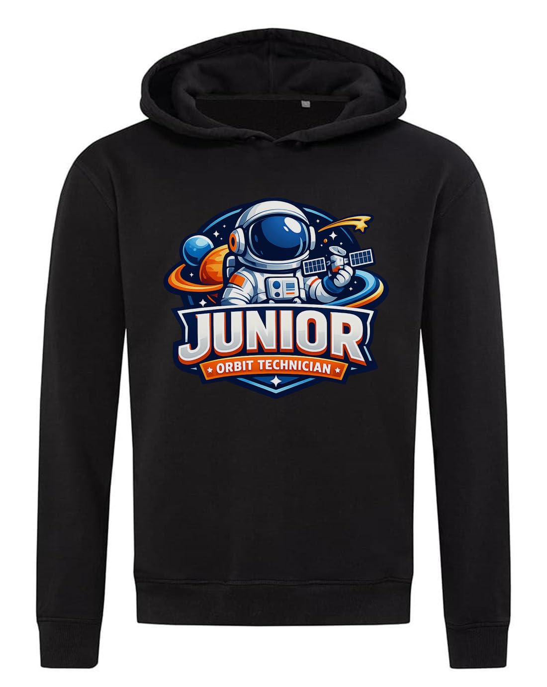 Junior Orbit Technician Space Explorer Badge Felpa con cappuccio misto cotone nero