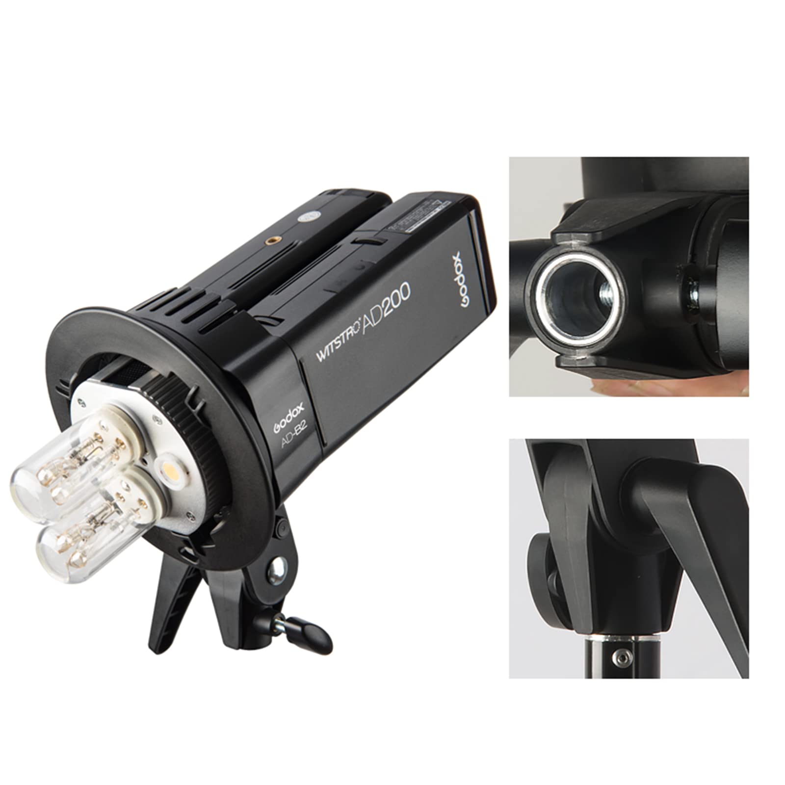 Godox AD-B2 - Soporte de faro para Godox AD200 Speedlite Ahieve de 400 W de potencia + CONXTRUE USB LED