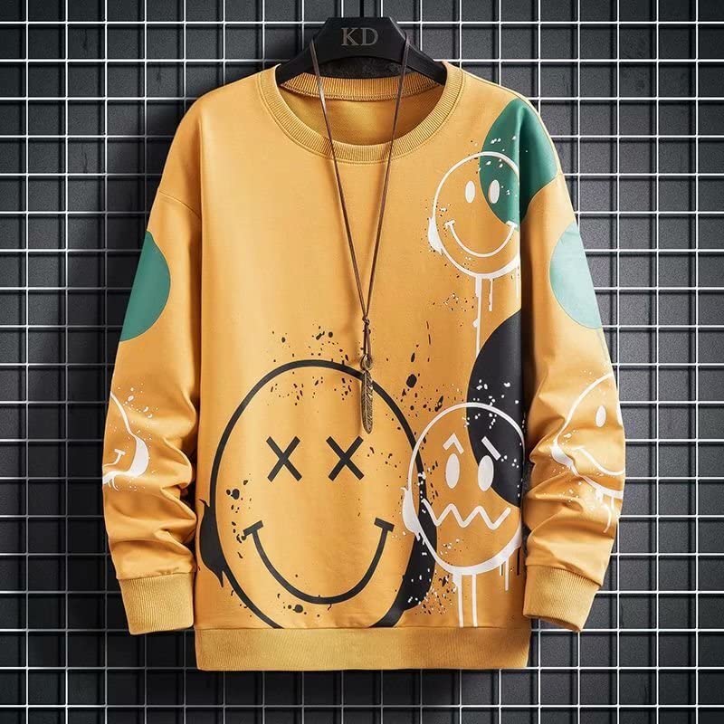 Sweatshirt imprimé smiley le pull décontracté pour homme branché