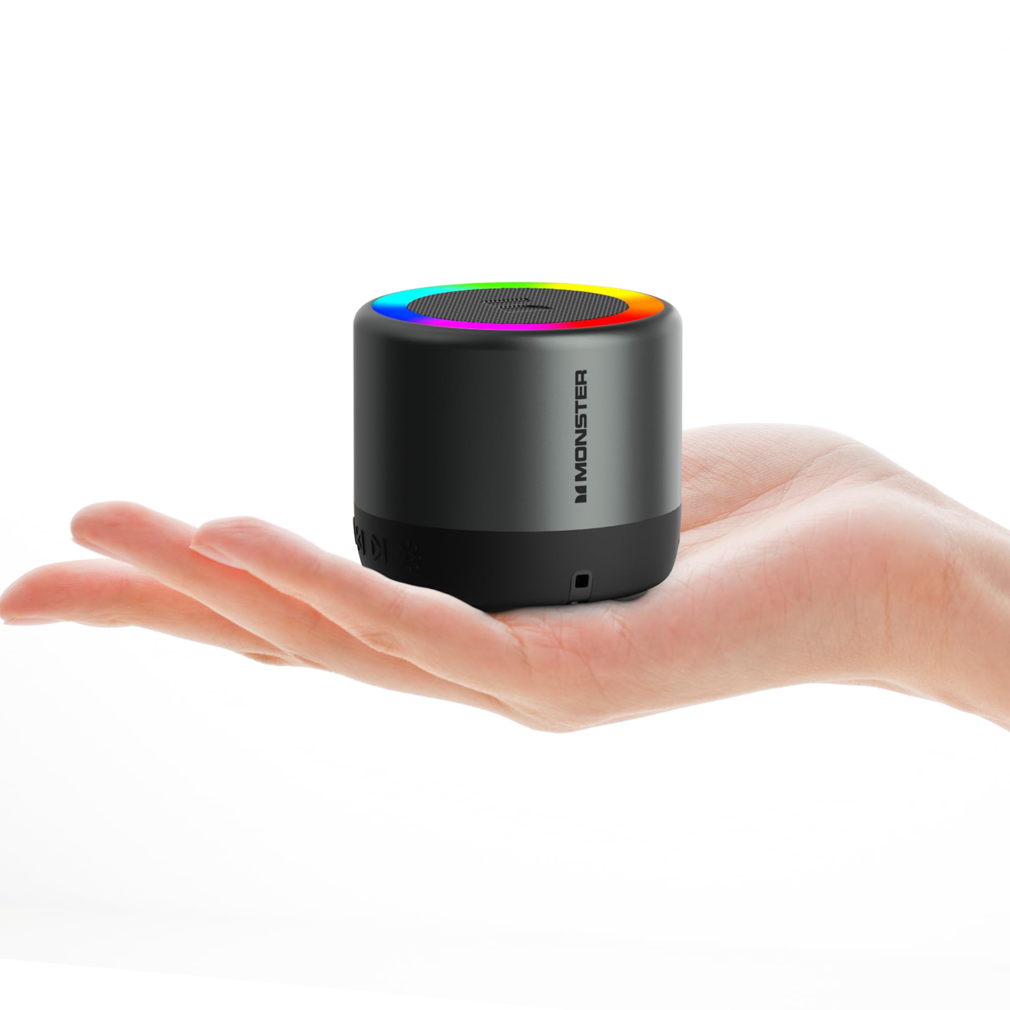 Monster S270 Bluetooth Speaker, Mini Portable Speaker with 360° Surround Sound, Bluetooth 6.0, Colorful Lights, TWS Paring, IPX6 Waterproof Wireless Speaker for Hiking, Cycling, and Indoor Activities