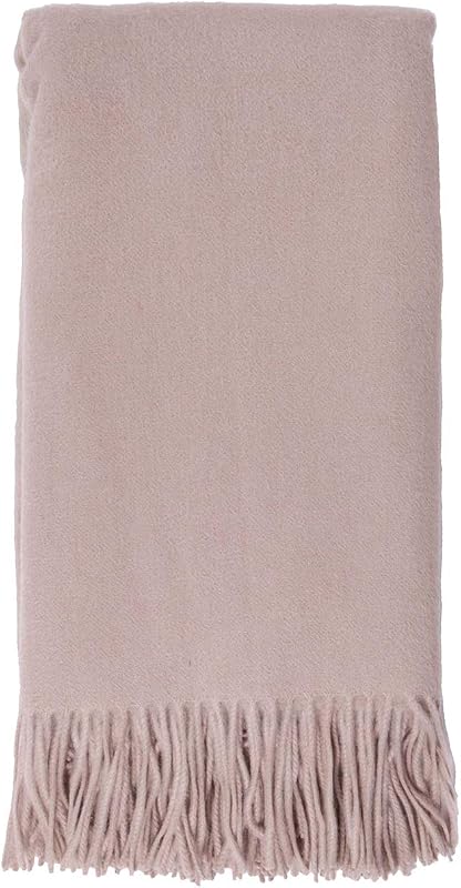 Cashmere Blend Ripple Finish Woven Throw - Soft Cashmere Throw Blanket, Bisque