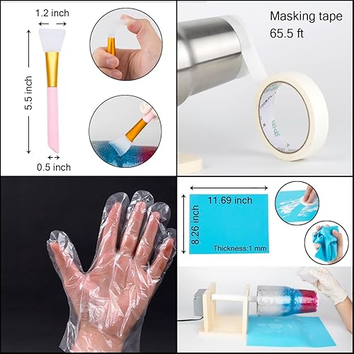 Miniatura 5 de Kit completo de girador de tazas con girador de vaso, resina epoxi, tinte de resina epoxi líquida, polvo de purpurina, vaso de acero inoxidable