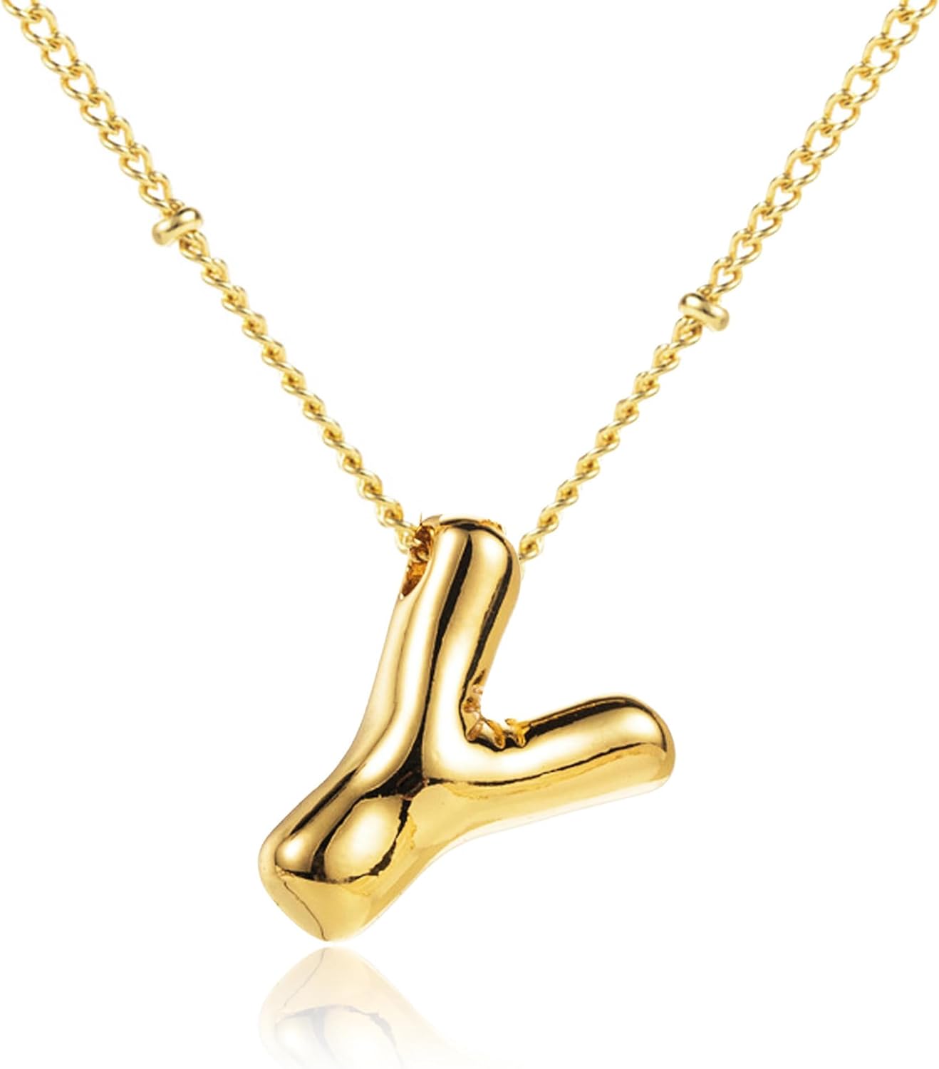 Gold Initial Necklace for Women Puffy Bubble Letter Pendant Necklace AZ Balloon Alphabet Charm Jewelry Dainty PersonalizedStyle Necklace for Birthday Valentines Day Gift for Her