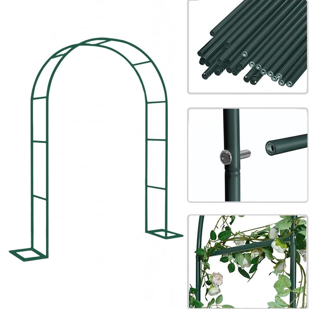 Metall-Pergola-Rankgitter, Outdoor-Gartenlaube, Torbogen, Hochzeitsbogen, Zeremonie, Lichterkette, Ballonwisteriagrapevineclematis, Hof, Rasen, Garage, Breite 140 cm, 281,9 cm, Schwarz, Weiß, Grün