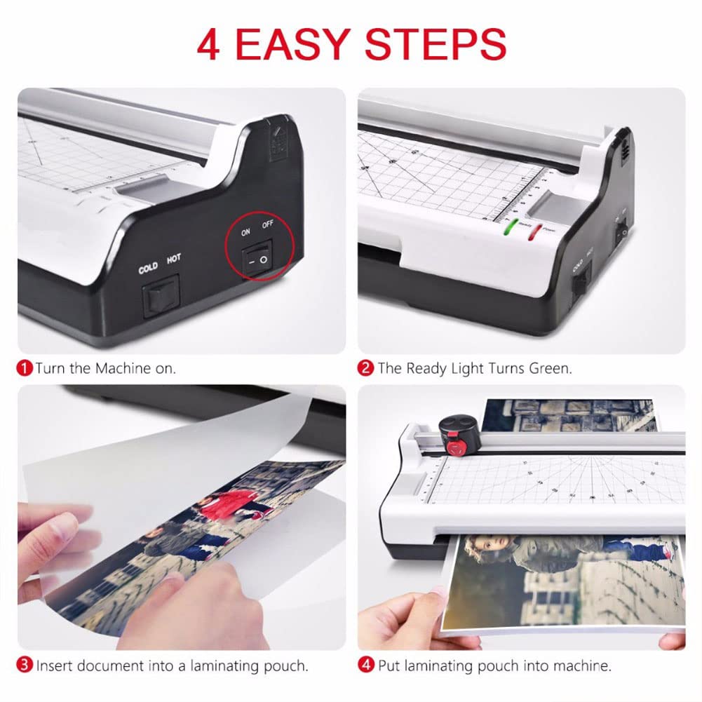 Macchina per la laminazione di foto per plastificatrice A4, set 6 in 1 di macchine per laminazione termica e a freddo con tagliacarte, arrotondatrice per angoli per ufficio scolastico domestico