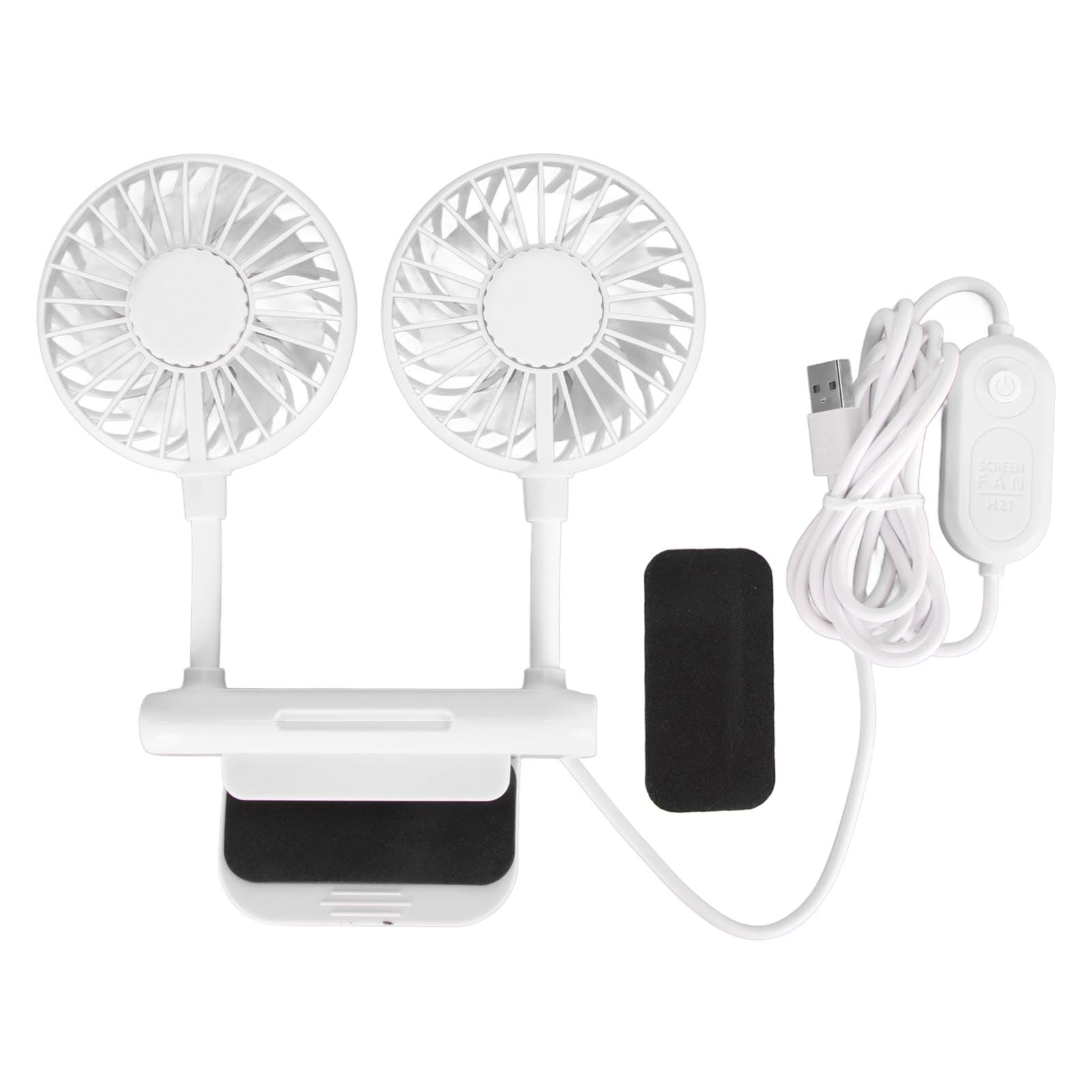 SorandyComputer Monitor Fan, 2 Fan Heads 3 Speed 6.6ft USB Cable Portable Small Desk Fan Clip on Computer Fan Desk Fan Strong Wind Quiet Space Saving for Laptops, Desktop (White)